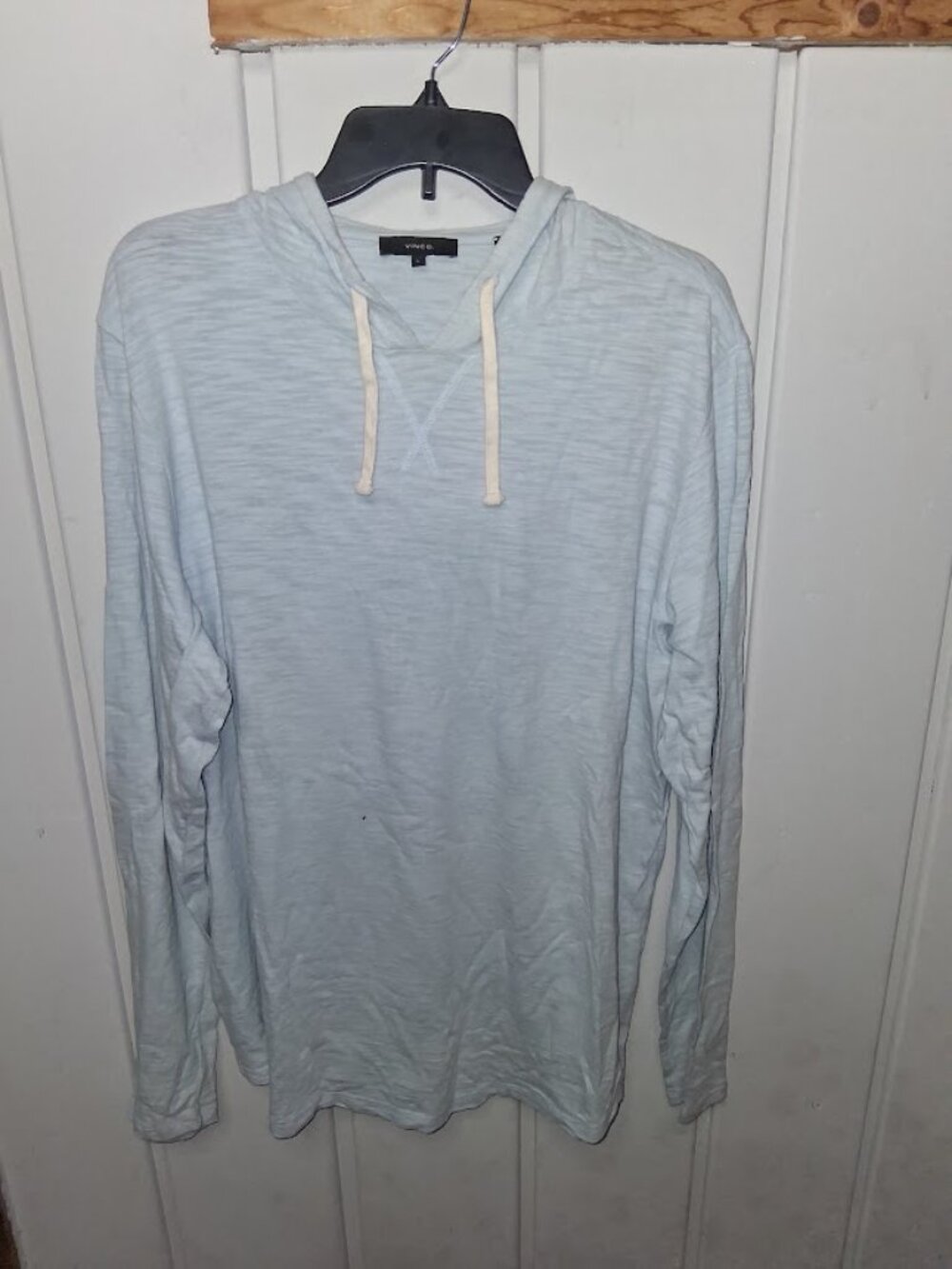 Vince Men's Light Blue Cotton Slub Hoodie Tee Sz L
